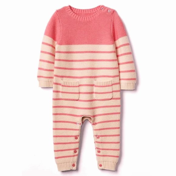 GAP Other - NEW Baby Gap Brannan Pink Stripe Knit One Piece Jumpsuit Romper Girl 0-3 Months